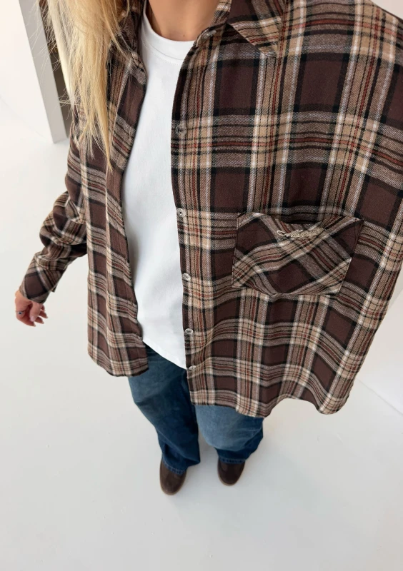 Duty - Brown checked oversize shirt
