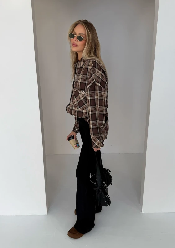 Duty - Brown checked oversize shirt
