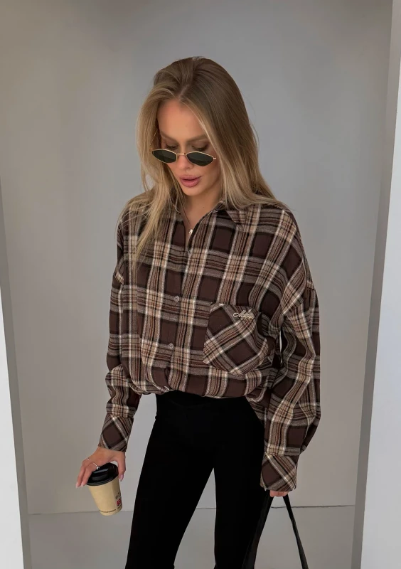 Duty - Brown checked oversize shirt