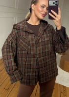Harvey - Oversize'owa koszula z kapturem w kratę Warm Brown
