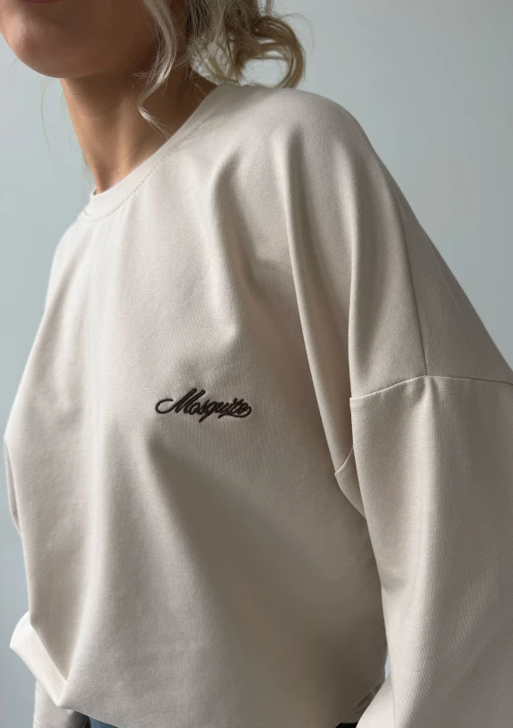 Rowe - Beige longsleeve with an embroidered logo