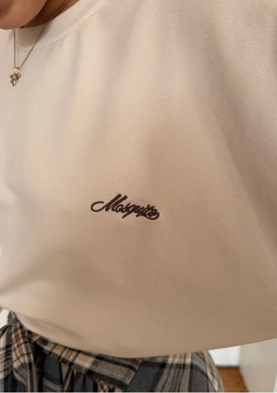 Rowe - Longsleeve oversize z haftem Beige
