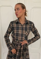 Aster - Shortened graphite grey checked shirt