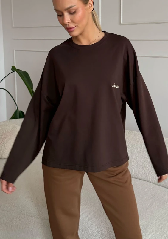 Rowe - Chocolate brown longsleeve with an embroidered logo
