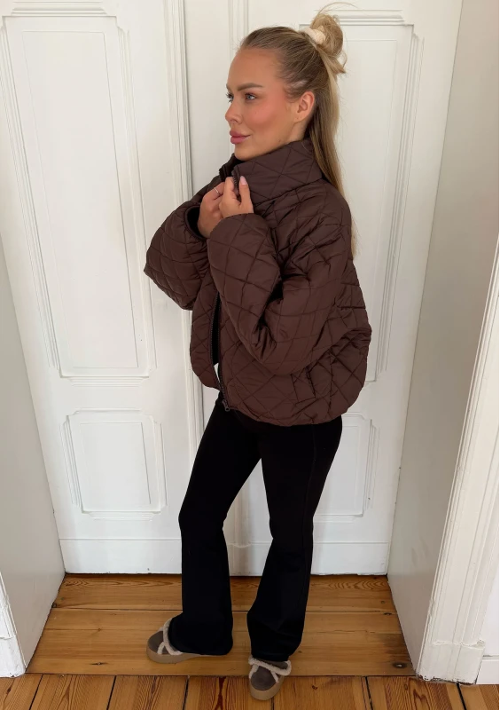 Avery - Brown quilted puffer jacket