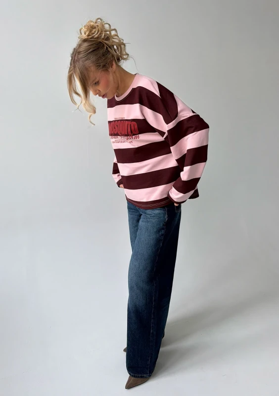 Rowe - Pastel pink and cherry red striped oversized longsleeve