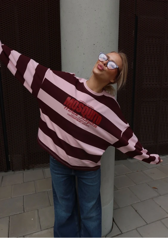 Rowe - Pastel pink and cherry red striped oversized longsleeve