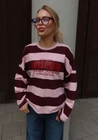 Rowe - Pastel pink and cherry red striped oversized longsleeve