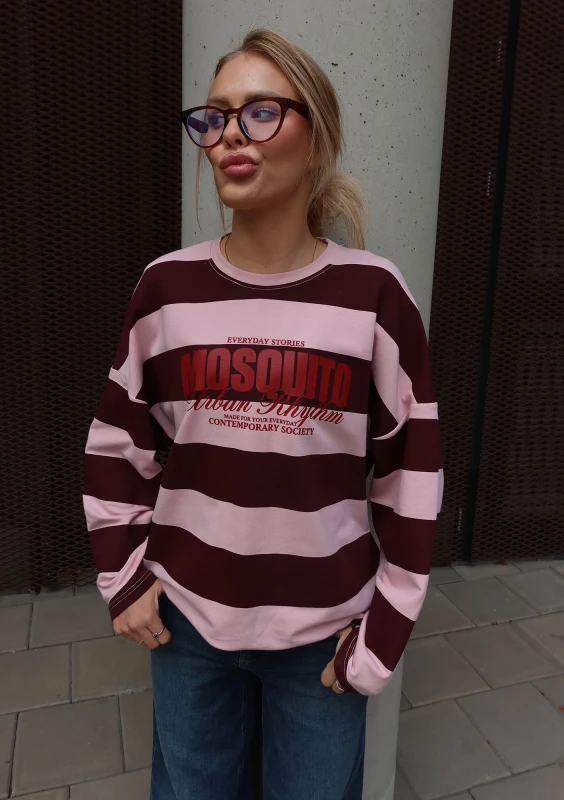 Rowe - Pastel pink and cherry red striped oversized longsleeve