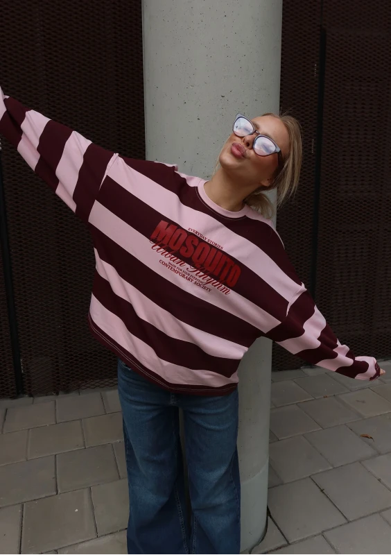 Rowe - Pastel pink and cherry red striped oversized longsleeve