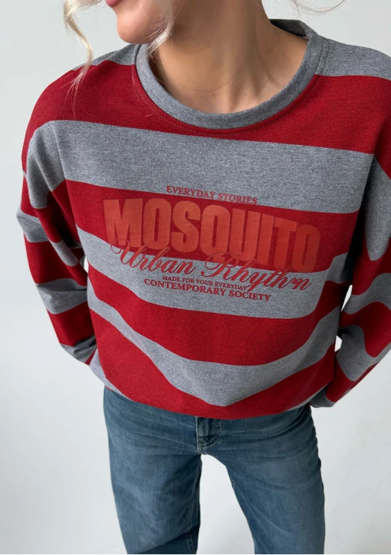 Rowe - Cherry red and grey striped longsleeve