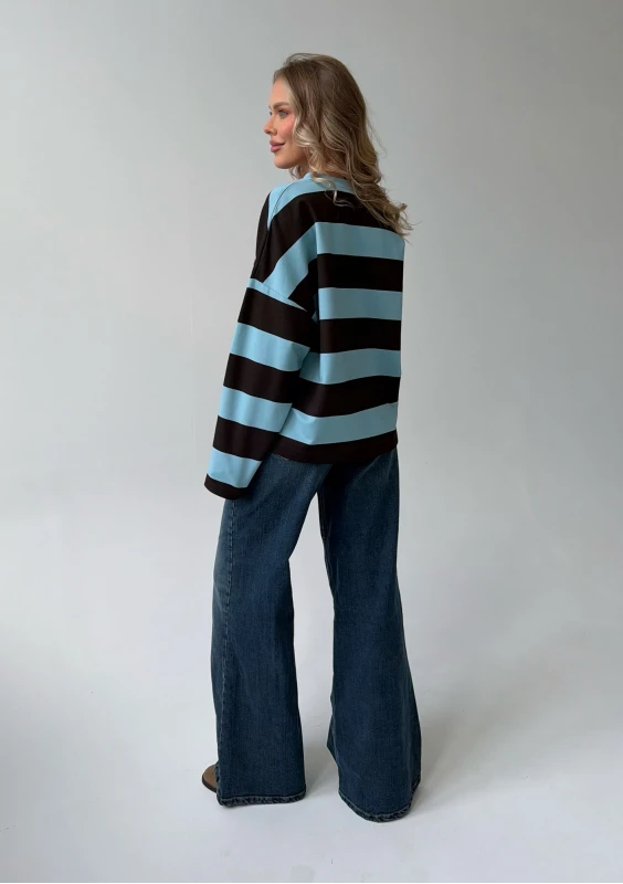 Rowe - Blue and brown striped longsleeve