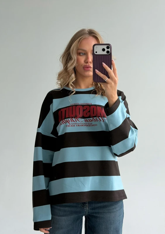 Rowe - Blue and brown striped longsleeve
