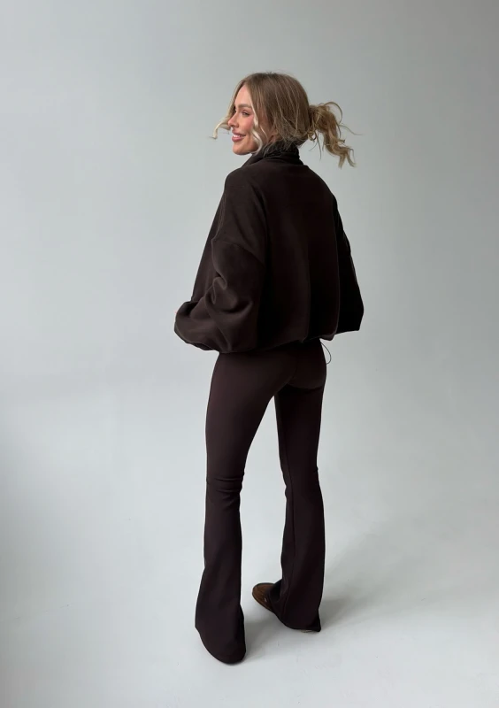 Yale Zip - Brown micro fleece-lined oversize jumper