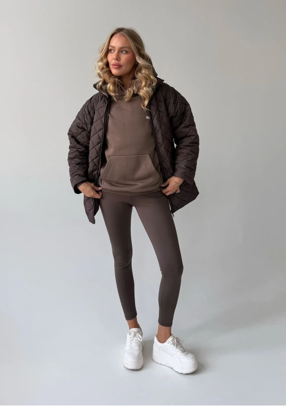 Nora - Savannah tan brown quilted oversized jacket