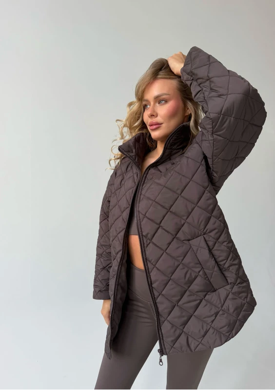 Nora - Savannah tan brown quilted oversized jacket