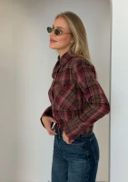 Aster - Shortened berry checked shirt