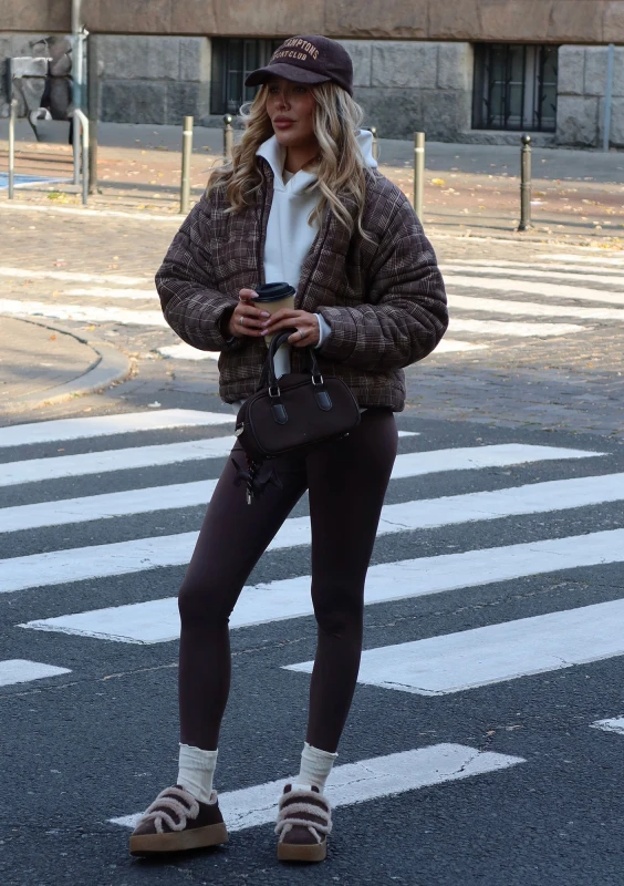 Riley - Short brown checked cotton jacket