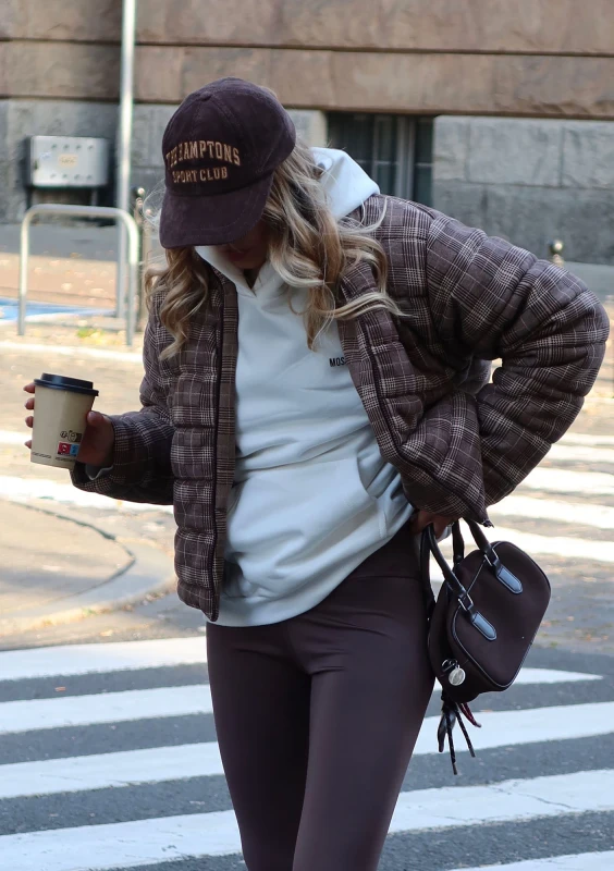 Riley - Short brown checked cotton jacket