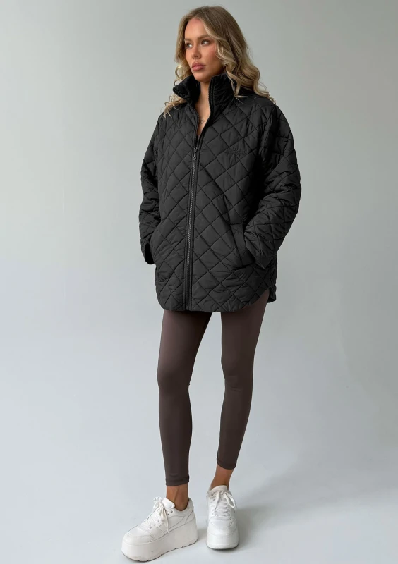 Nora - Black quilted oversized jacket