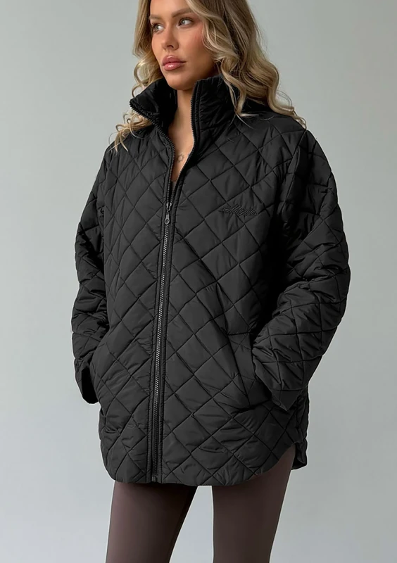 Nora - Black quilted oversized jacket