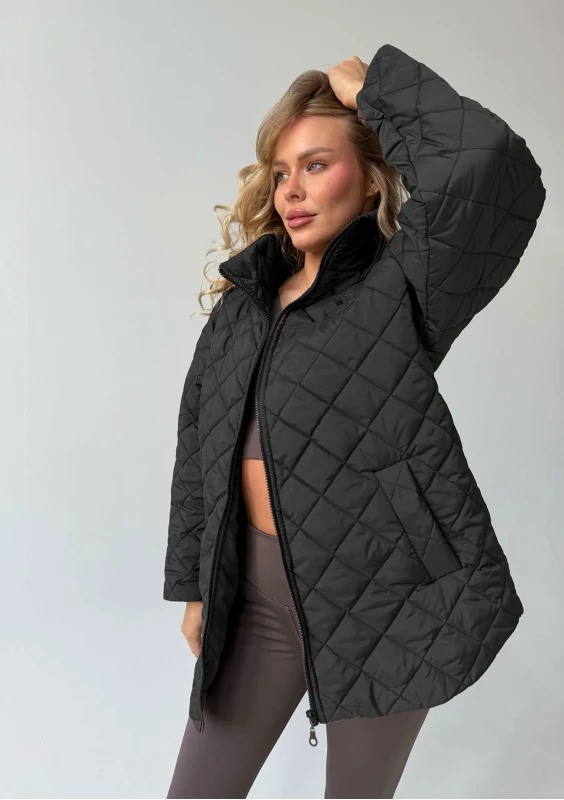 Nora - Black quilted oversized jacket
