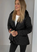 Mila - Black quilted fitted jacket