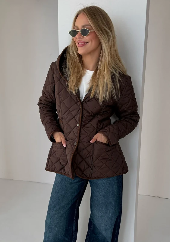 Mila - Brown quilted fitted jacket