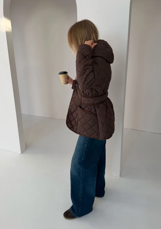 Mila - Brown quilted fitted jacket