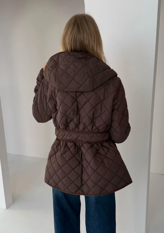 Mila - Brown quilted fitted jacket