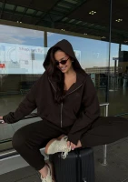 Easy - Rozpinana bluza z kapturem oversize Dark Chocolate
