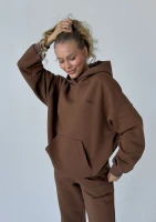 Pure - Bluza z kapturem brown logo Choco Brown