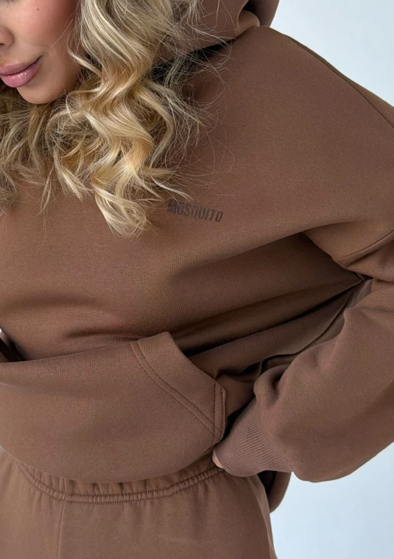 Pure - Bluza z kapturem brown logo Choco Brown