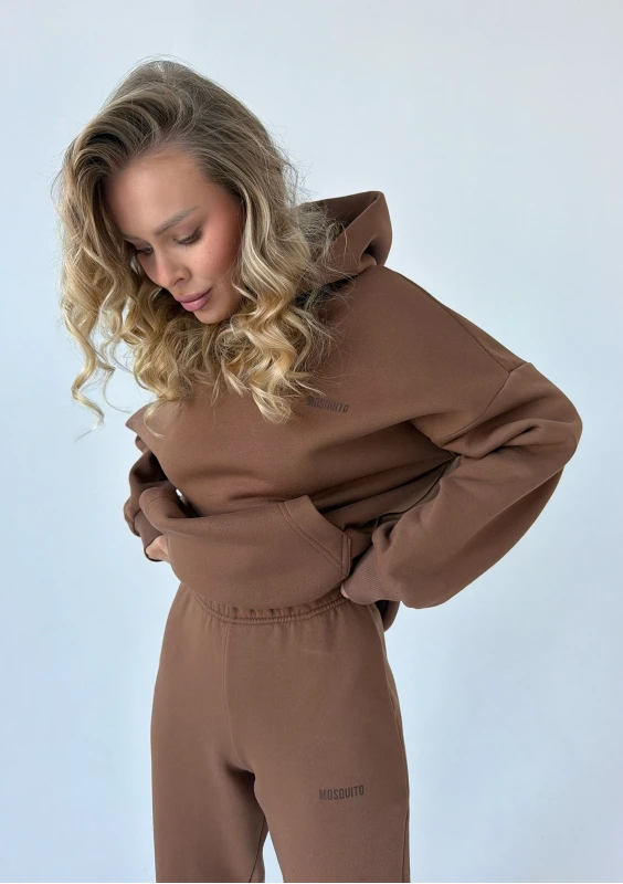 Pure - Bluza z kapturem brown logo Choco Brown