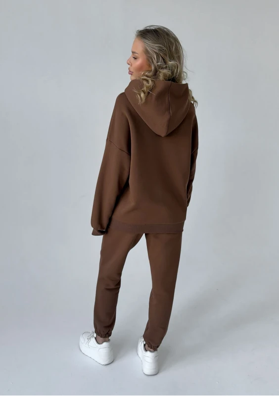 Pure - Bluza z kapturem brown logo Choco Brown