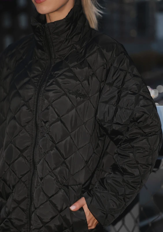 Nora - Black quilted oversized jacket