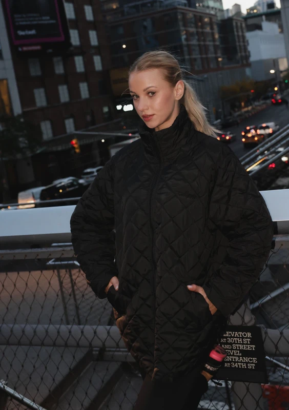 Nora - Black quilted oversized jacket